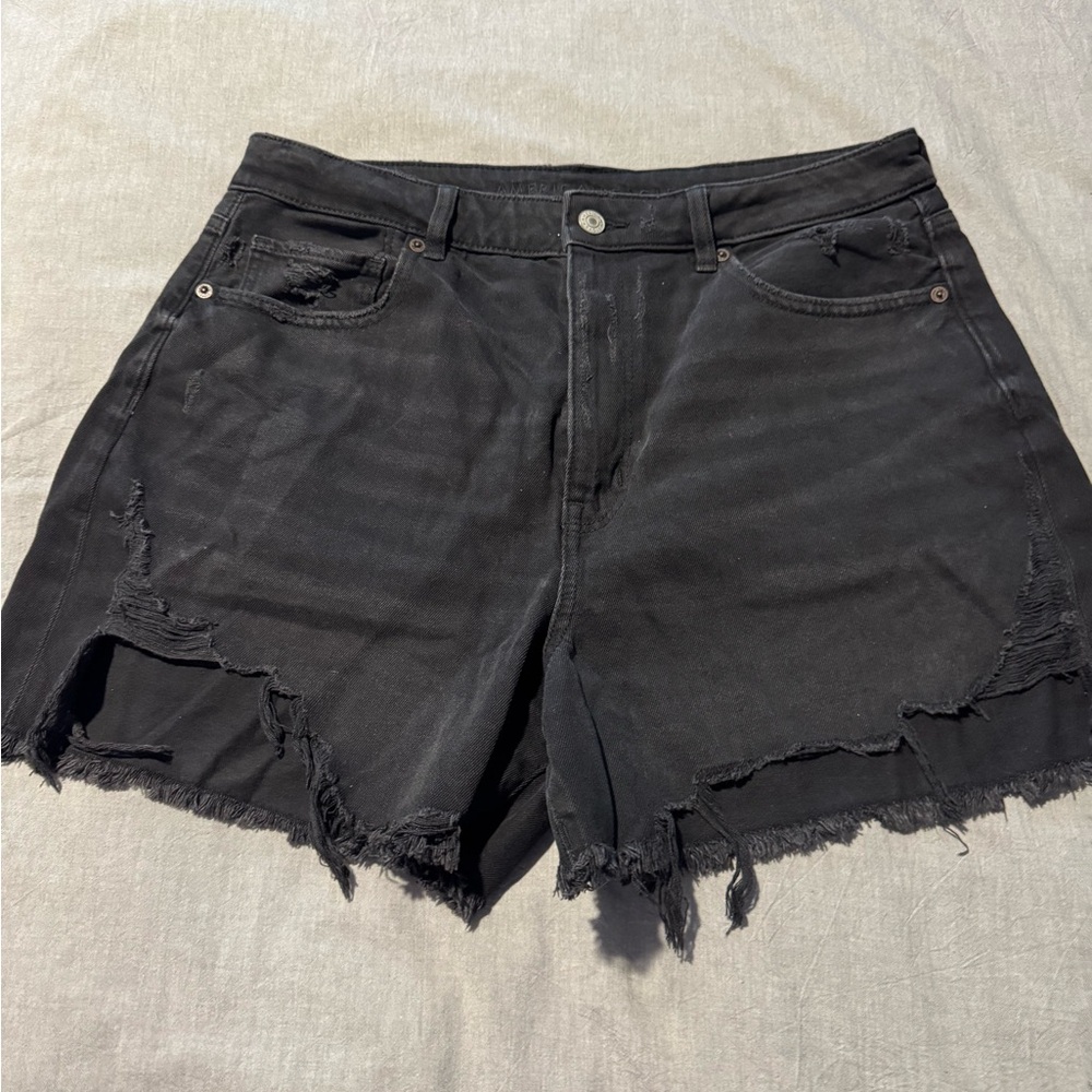 American Eagle Outfitters Black Frayed Jean Shorts